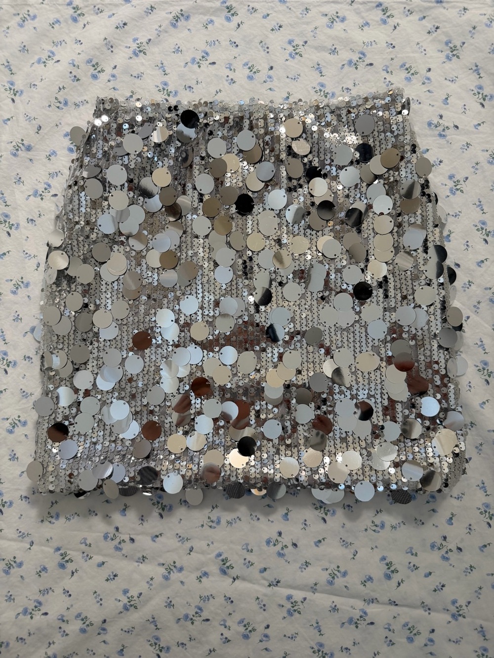 Silver Sequin Mini Skirt